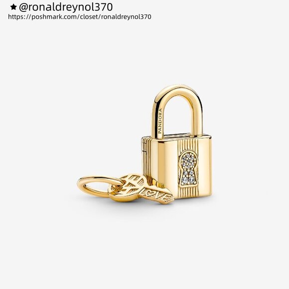 Pandora Padlock & Key Dangle Charm - Picture 1 of 7